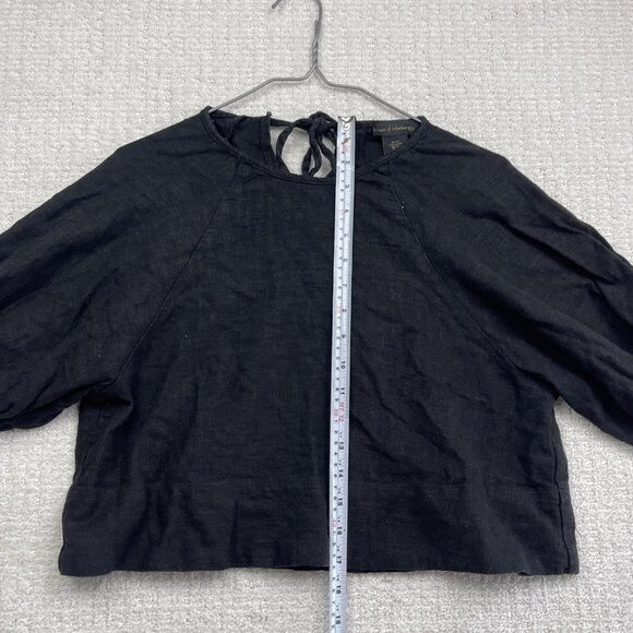 House of Harlow 1960 Women's Size XS Black Linen blend Crop Top Short sleeves - Picture 9 of 13